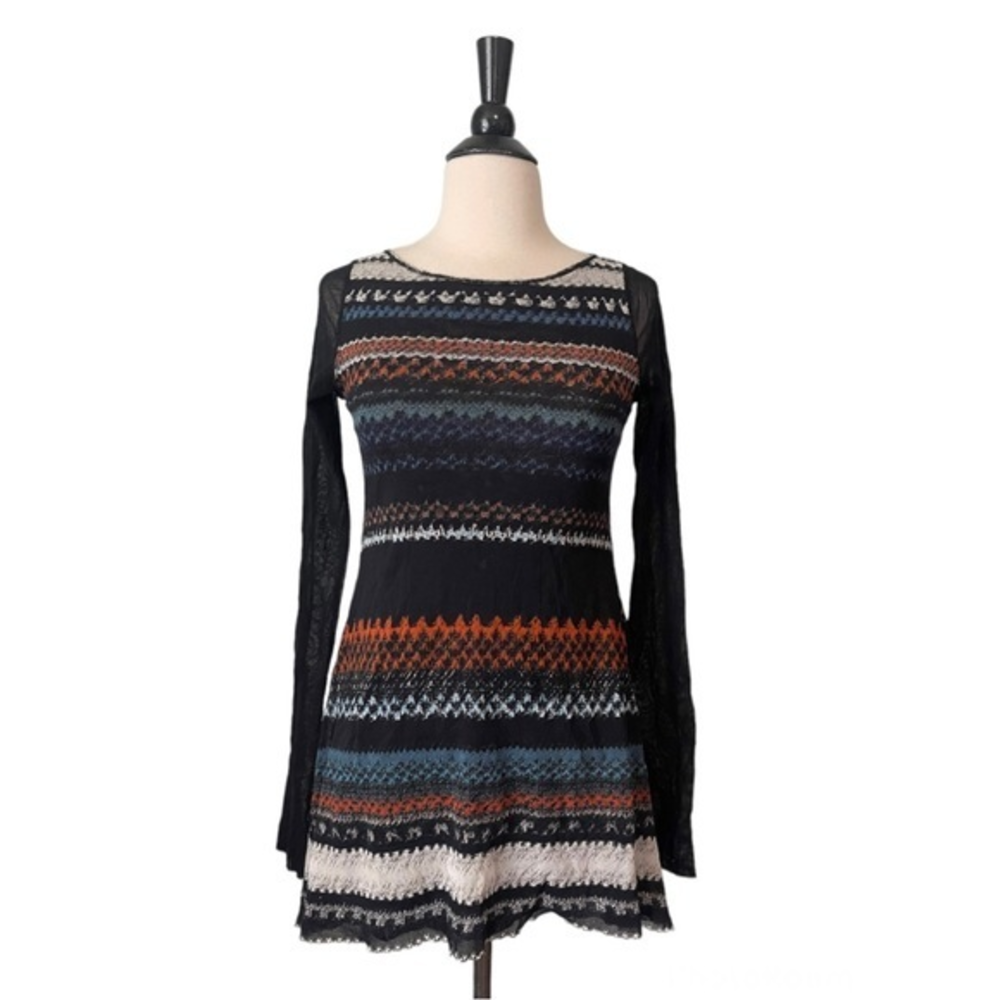 FUZZI Long‎ Sleeve Multicolor Tunic Top